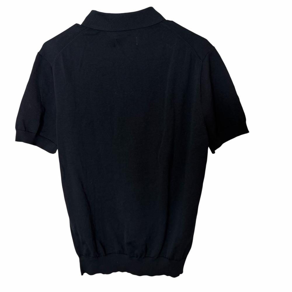 NEW Collars & Co Black Clemson Maranello Cotton Silk 3 Button Polo Sweater Large - Picture 2 of 7